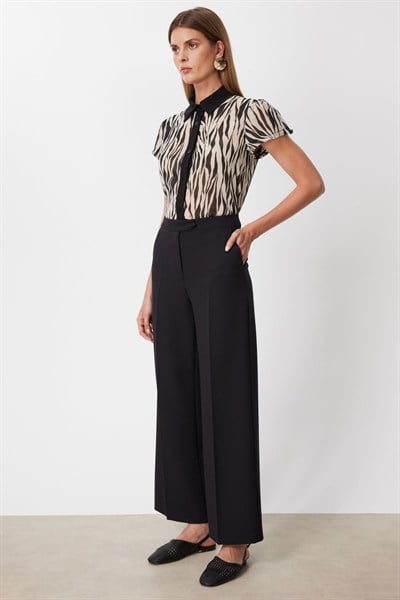 Mi V Kemer Bol Paça Uzun Pantolon SIYAH