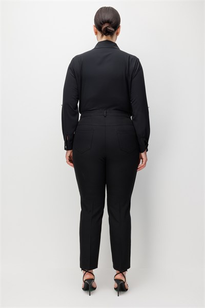 Mi Yanları Sim Detaylı Boru Paça Pantolon BLACK