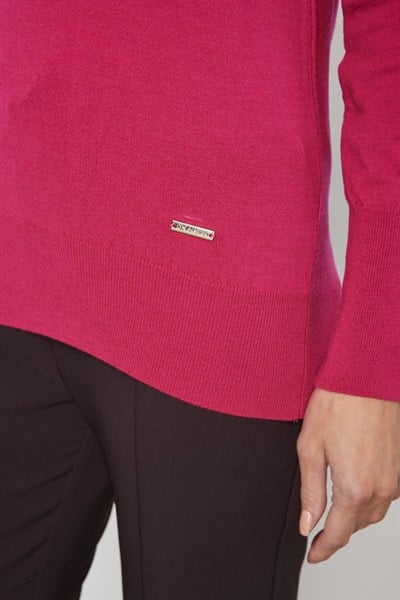 On Balıkçı Yaka Triko Kazak FUSYA