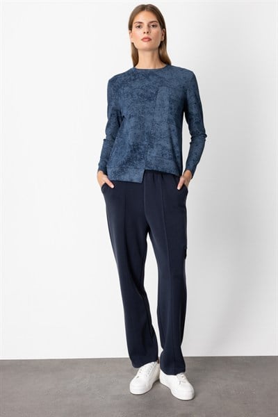 On Batik Desenli Cep Detaylı Sweat INDIGO