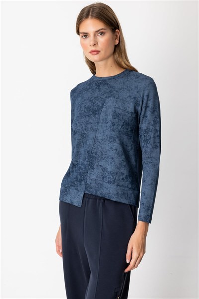 On Batik Desenli Cep Detaylı Sweat INDIGO