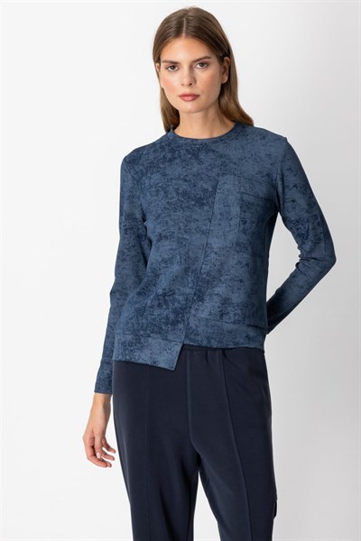 On Batik Desenli Cep Detaylı Sweat INDIGO