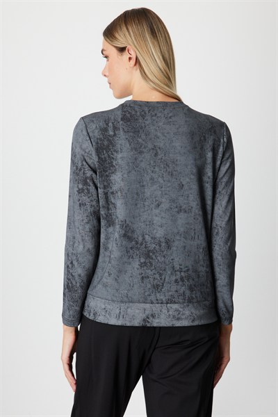On Batik Desenli Cep Detaylı Sweat SIYAH