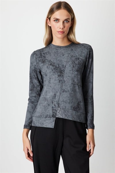 On Batik Desenli Cep Detaylı Sweat SIYAH