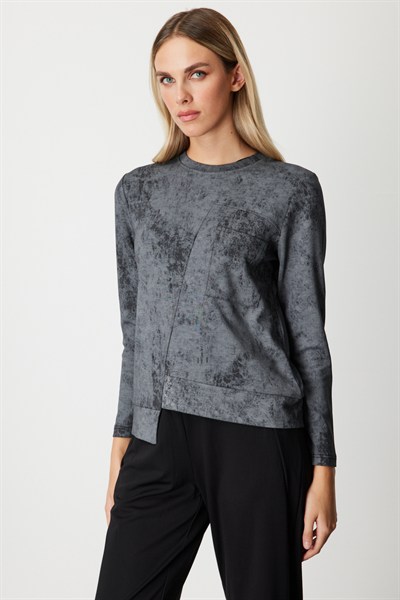 On Batik Desenli Cep Detaylı Sweat SIYAH