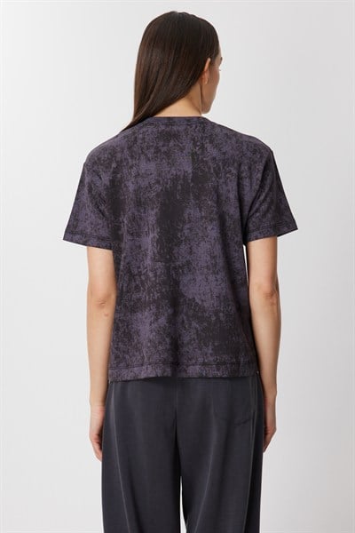 On Batik Desenli Kısa Kollu Bluz SIYAH