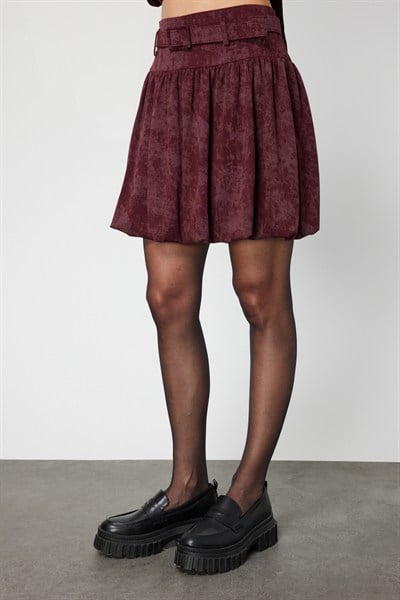 On Batik Desenli Mini Balon Etek BORDO