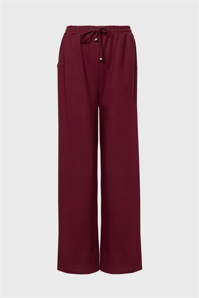 On Beli Bağcıklı Bol Paça Eşofman Altı BORDO