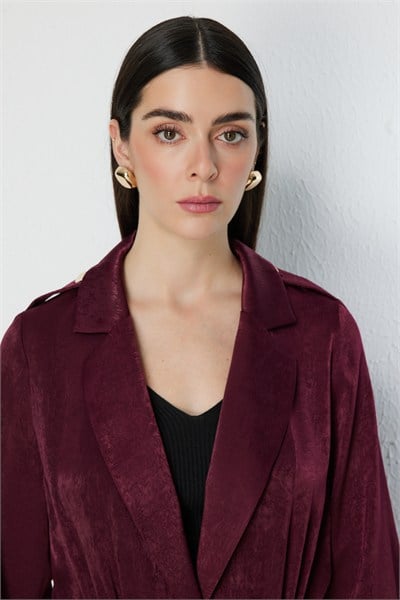On Beli Bağcıklı Duble Kol Ceket BORDO
