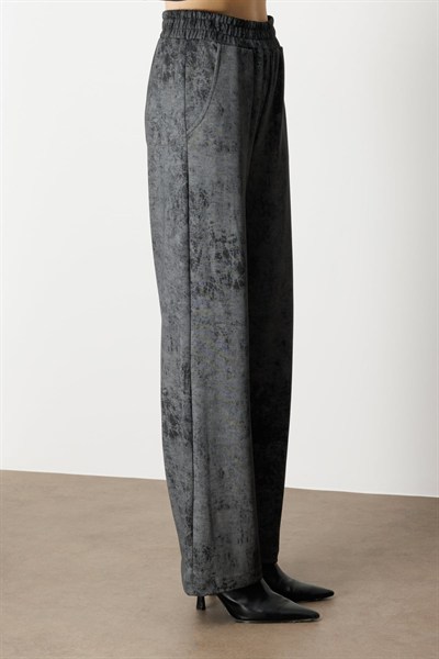 On Beli Lastikli Batik Desenli Pantolon SIYAH