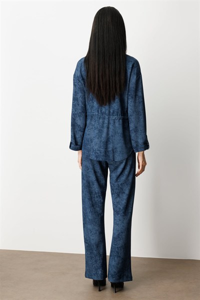 On Beli Lastikli Batik Desenli Pantolon INDIGO