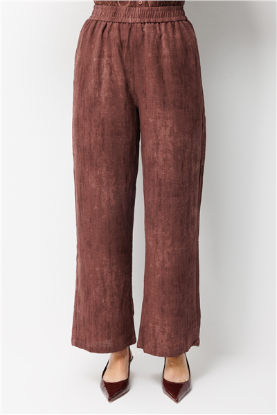 On Beli Lastikli Bol Paça Pantolon Bordo
