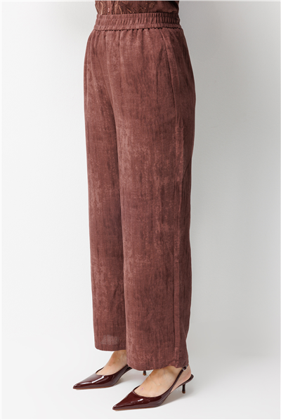 On Beli Lastikli Bol Paça Pantolon Bordo