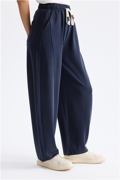 On Beli Lastikli Çimalı Pantolon Lacivert