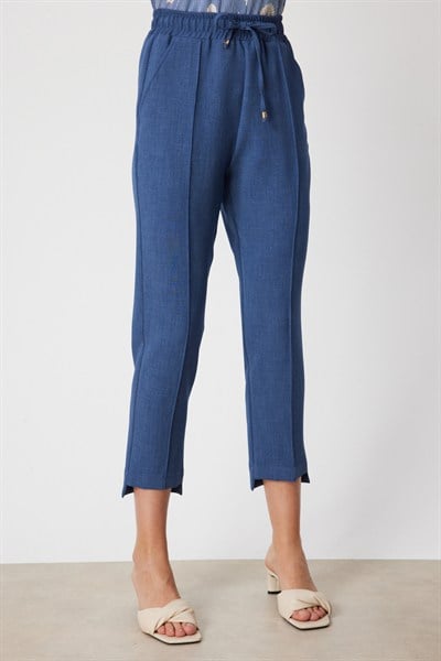 On Beli Lastikli Dar Paça Pantolon INDIGO