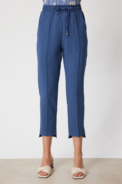 On Beli Lastikli Dar Paça Pantolon INDIGO
