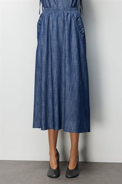On Beli Lastikli Maxi Etek INDIGO