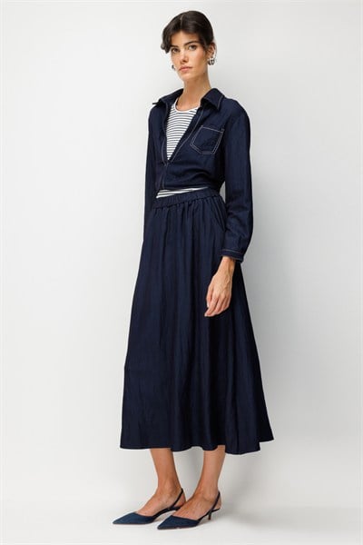 On Beli Lastikli Midi Boy Etek INDIGO