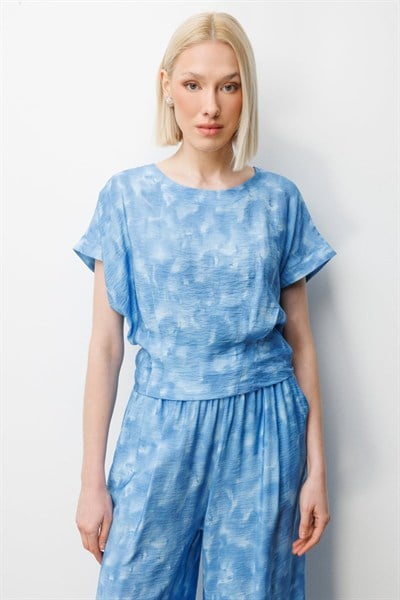 On Beli Pensli Crop Bluz INDIGO