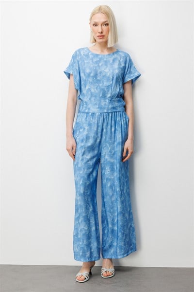 On Beli Pensli Crop Bluz INDIGO