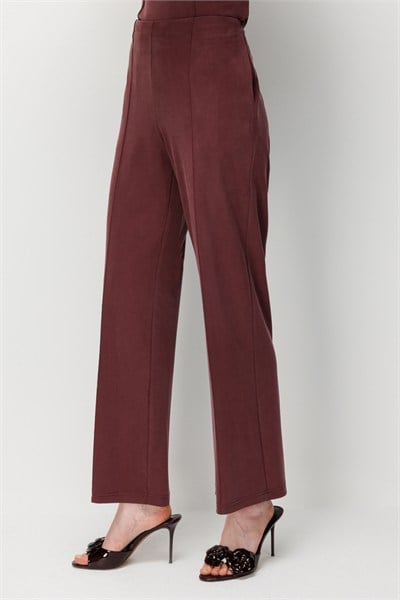 On Çimalı Bol Paça Pantolon BORDO