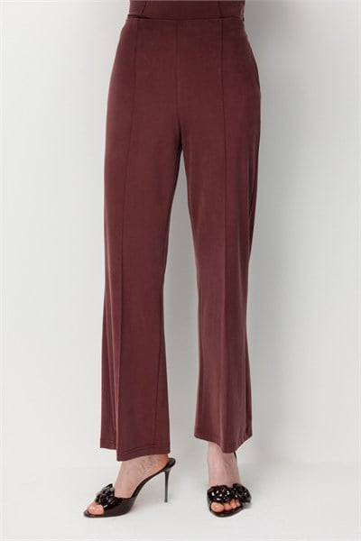 On Çimalı Bol Paça Pantolon BORDO