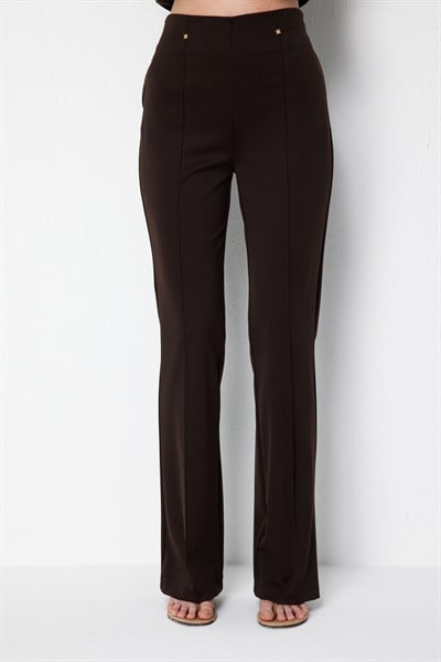 On Çimalı İspanyol Paça Pantolon KAHVE