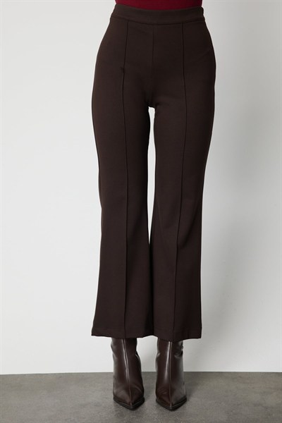 On Çimalı İspanyol Paça Pantolon Kahve