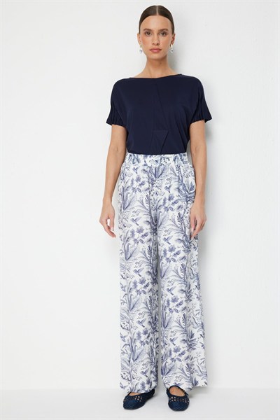 On Desenli Bol Paça Pantolon INDIGO