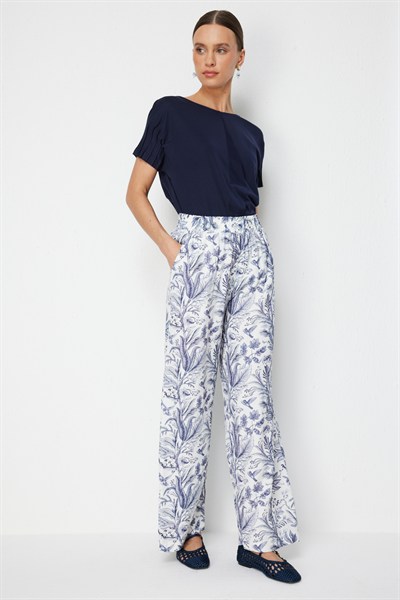 On Desenli Bol Paça Pantolon INDIGO