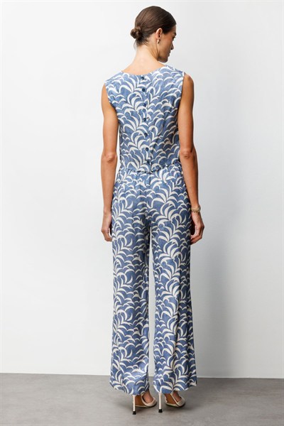 On Desenli Crop Bluz LACIVERT