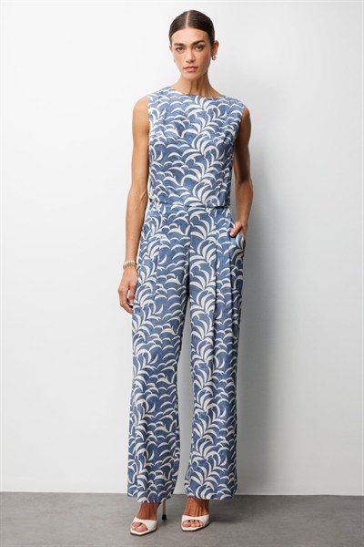 On Desenli Crop Bluz LACIVERT