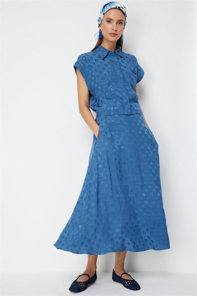 On Desenli Midi Boy Etek INDIGO