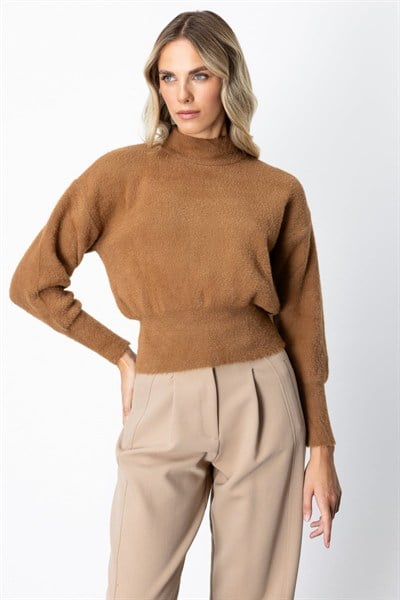 On Dik Yaka Peluş Kazak CAMEL