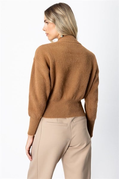 On Dik Yaka Peluş Kazak CAMEL