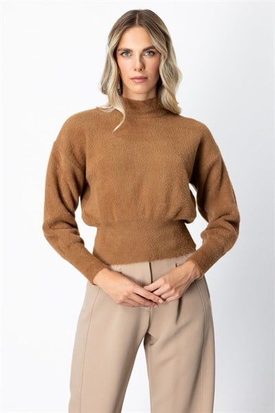 On Dik Yaka Peluş Kazak CAMEL