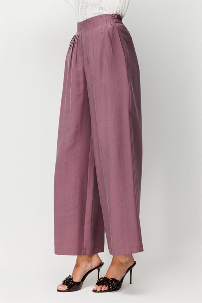 On Dikiş Detaylı Geniş Paça Pantolon BORDO