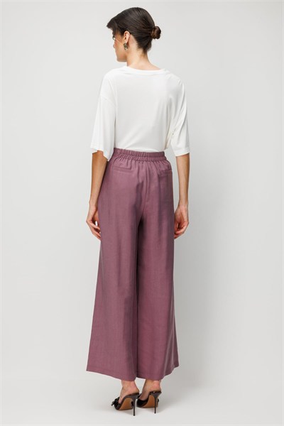 On Dikiş Detaylı Geniş Paça Pantolon BORDO