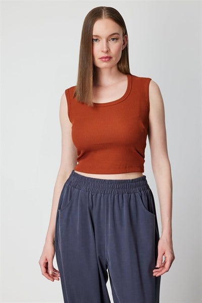 On Fitilli Kolsuz Crop Bluz MOCCA