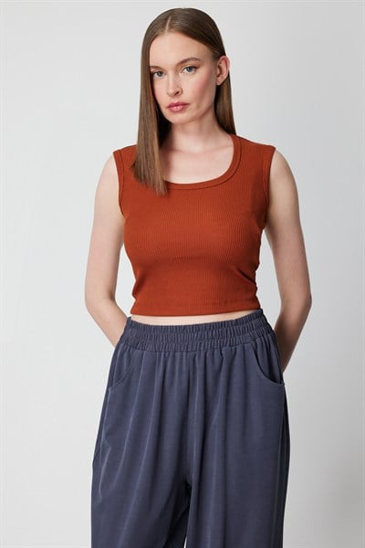 On Fitilli Kolsuz Crop Bluz MOCCA