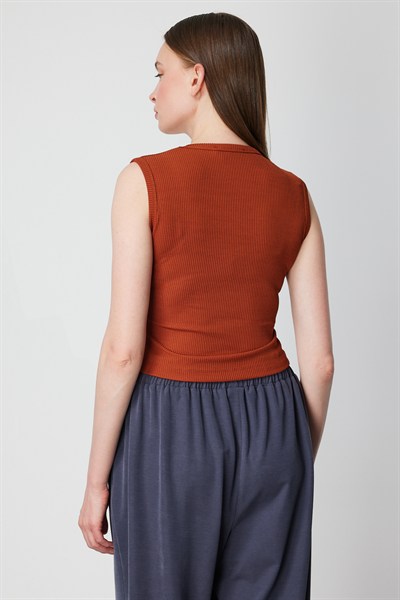 On Fitilli Kolsuz Crop Bluz MOCCA