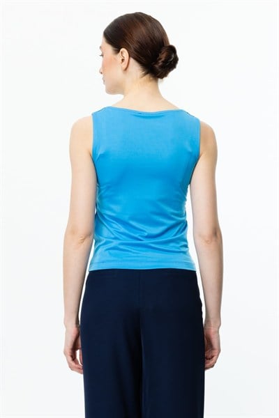 On Kalın Askılı Basic Bluz BLUE