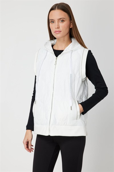 On Kapüşonlu Şişme Yelek Ekru
