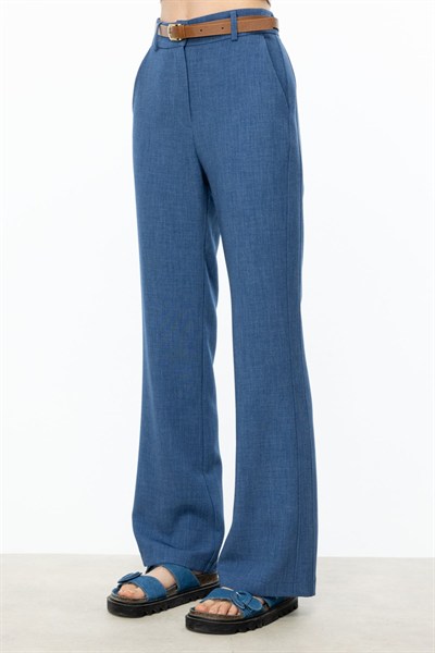 On Kemerli Bol Paça Pantolon INDIGO