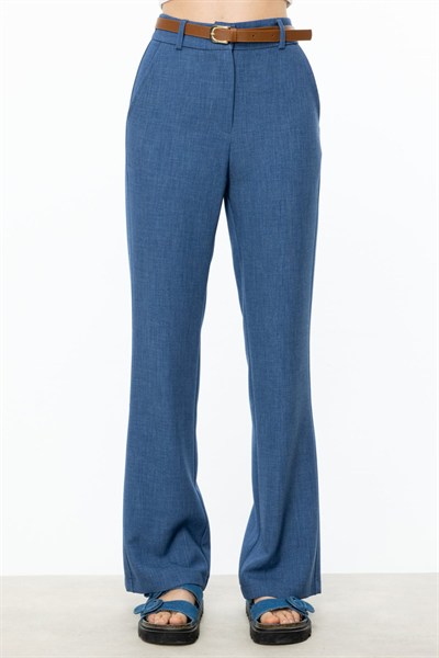 On Kemerli Bol Paça Pantolon INDIGO