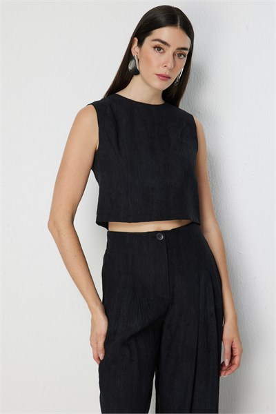 On Kolsuz Crop Bluz SIYAH