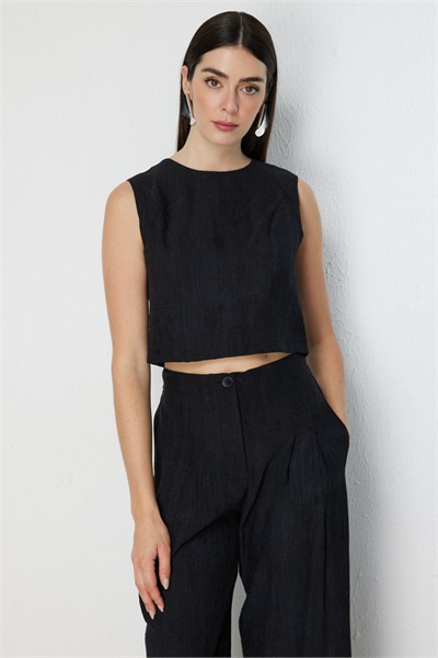 On Kolsuz Crop Bluz SIYAH