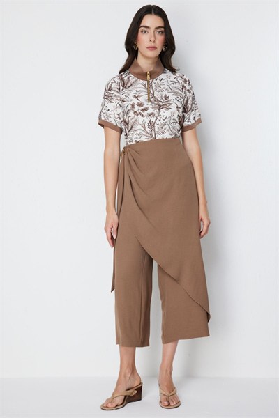 On Metal Aksuarlı Bilek Boy Pantolon VIZON