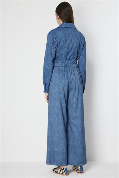 On Pileli Bol Paça Pantolon INDIGO