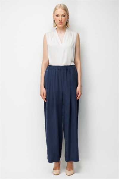 On Pileli Bol Paça Pantolon INDIGO